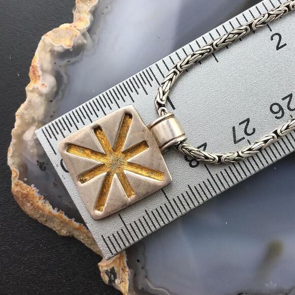 Cynthia Gale Sterling Silver Byzantine Necklace 17" With Charm - Picture 9 of 10